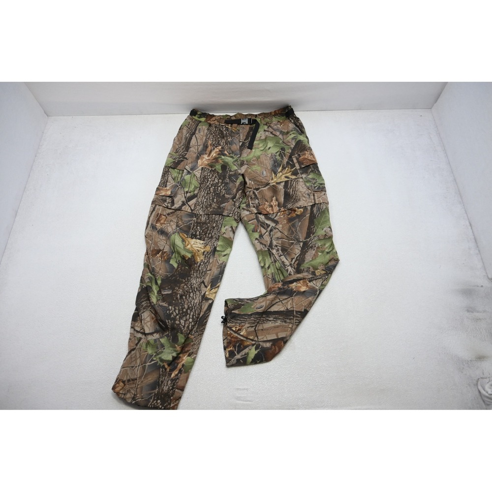 Realtree Hardwoods Convertible Cargo Pants Mens Large Brown Camo Zip Off EUC